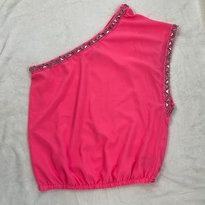 Bright Pink 2B Bebe One Shoulder Top